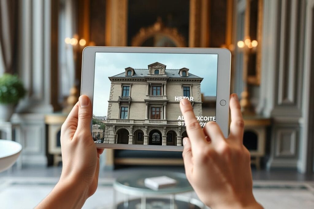 AR application showing architectural history of luxury property AR application showing architectural history of luxury property