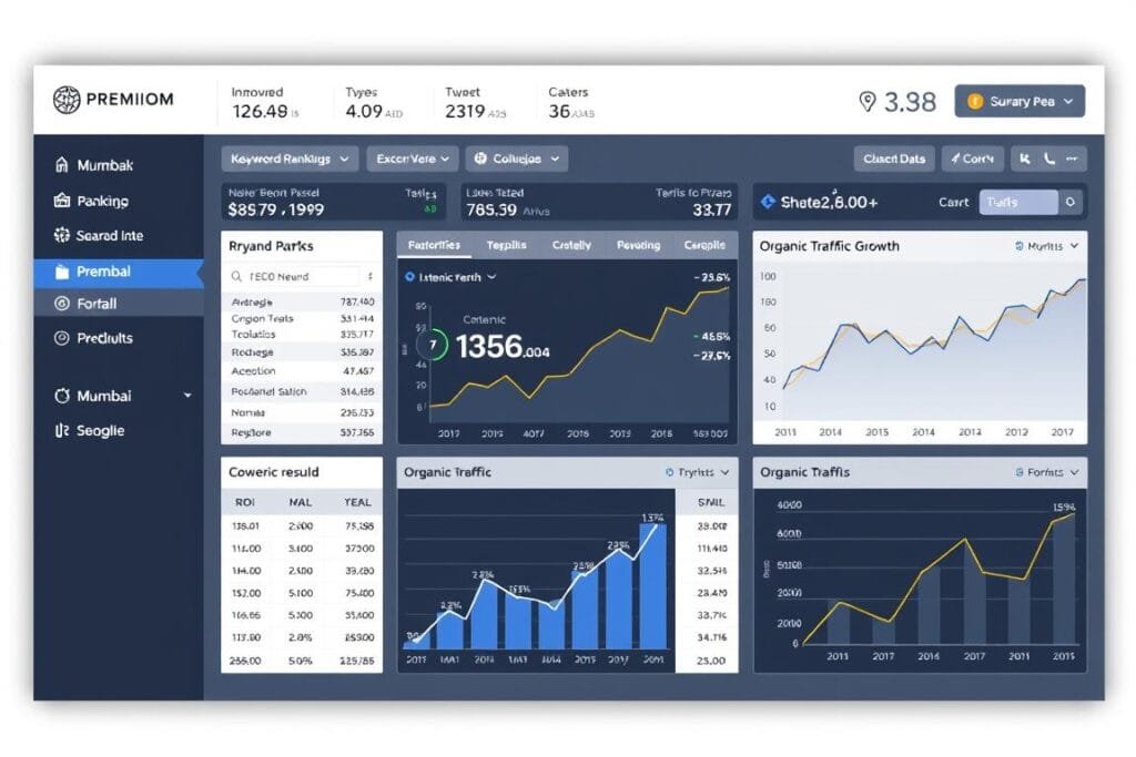 Advanced SEO dashboard showing results for a Digital Marketing Agency in Mumbai client