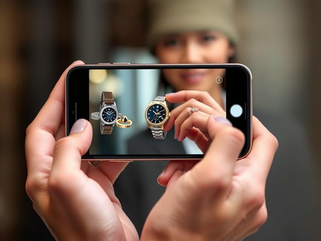 Augmented reality virtual try-on experience for luxury products on mobile device
