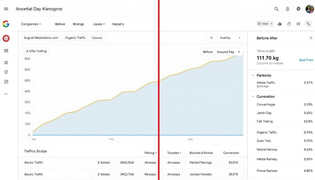 Before and after analytics showing growth for Kolkata business after SEO implementation