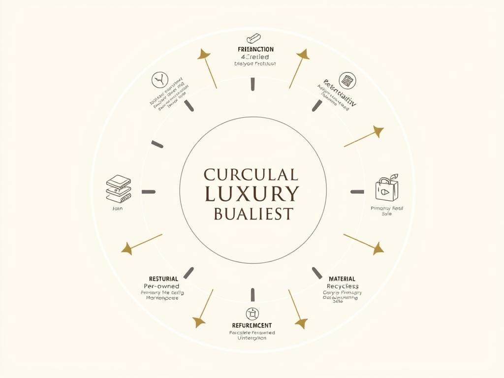 Circular luxury business model showing product lifecycle from creation through multiple ownership cycles