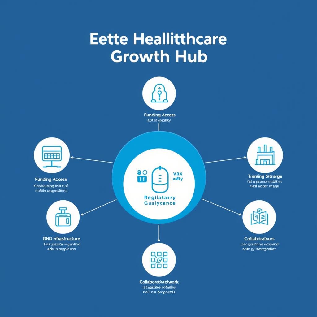 Elite Healthcare Growth Hub ecosystem diagram showing interconnected components