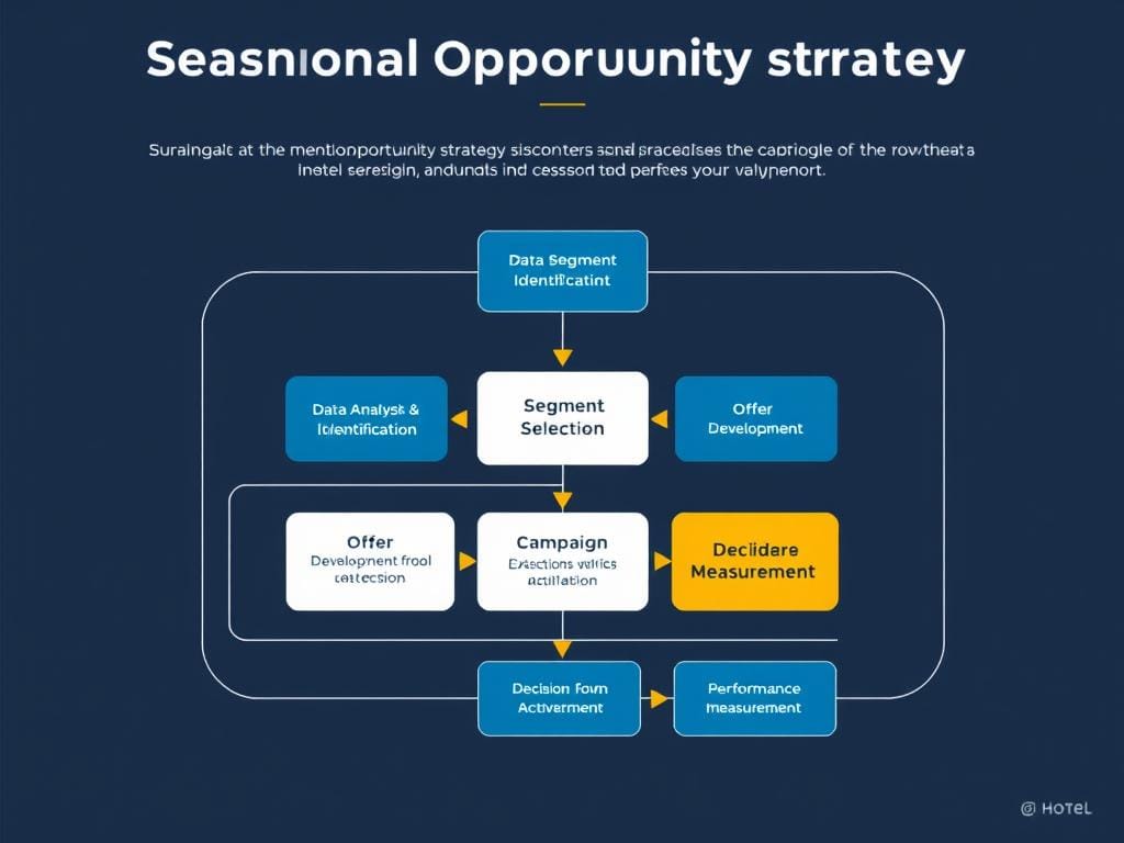 Flowchart showing the implementation process for a seasonal opportunity strategy in hotel marketing Flowchart showing the implementation process for a seasonal opportunity strategy in hotel marketing