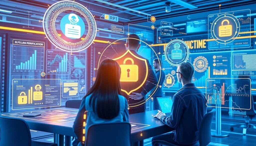 Futuristic education technology showing blockchain credentials and AI tutors
