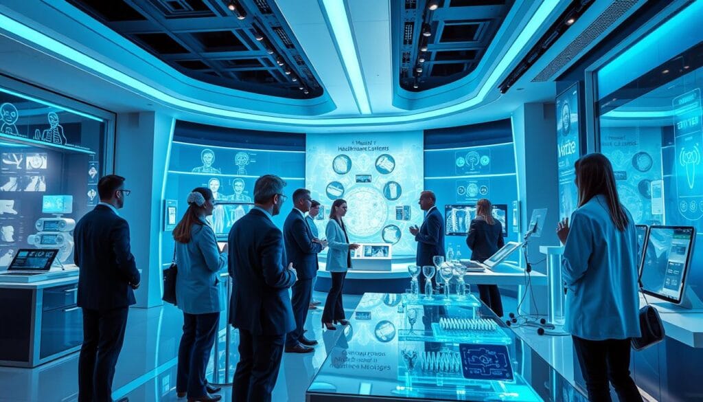 Futuristic healthcare innovation showcase at Elite Healthcare Growth Hub