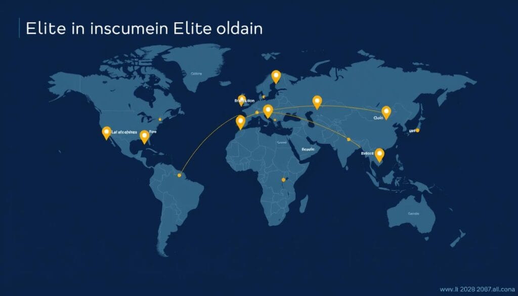 Global map showing elite education franchise locations