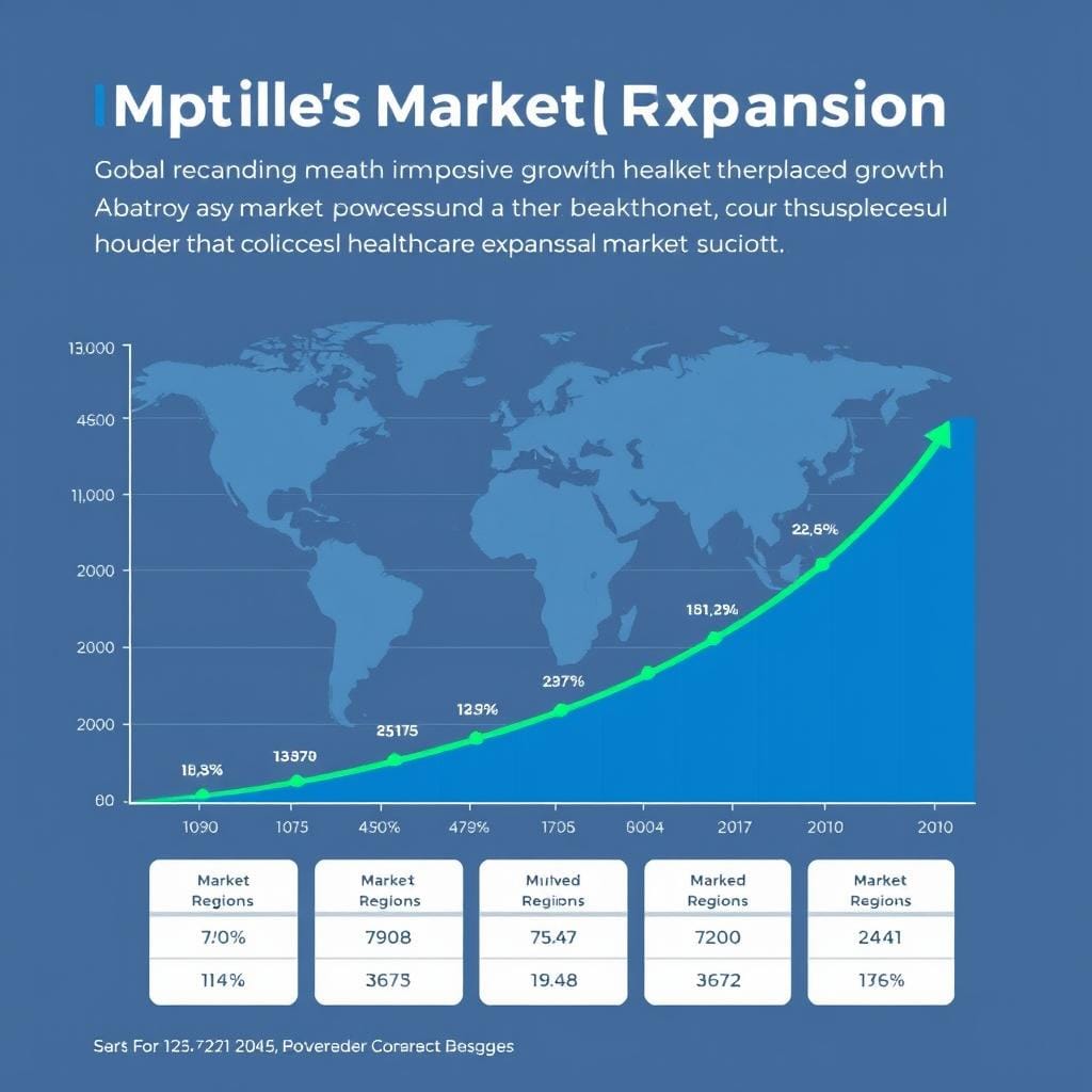 Graph showing MediTech's market expansion across global regions