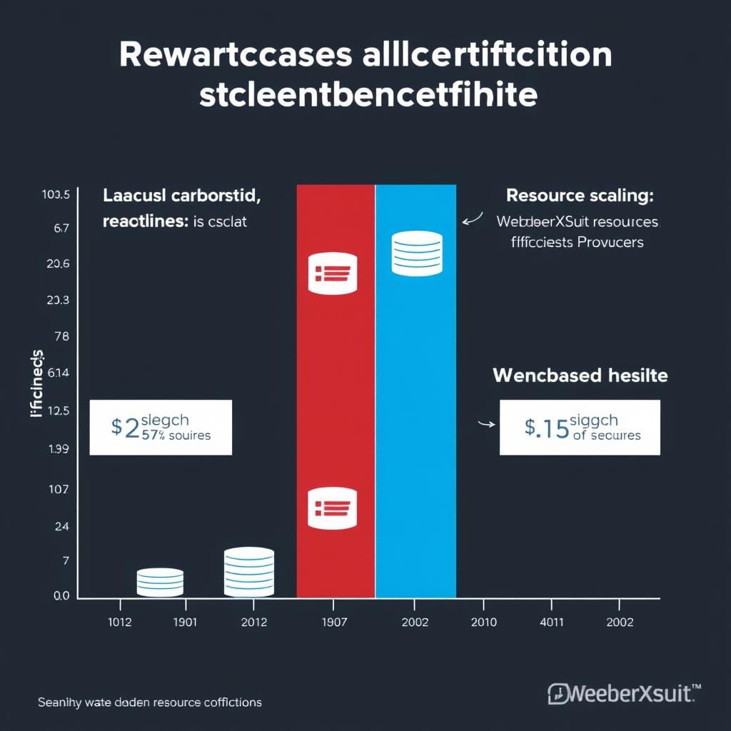Graph showing resource allocation inefficiencies in traditional scaling methods versus WebberXSuite™ Graph showing resource allocation inefficiencies in traditional scaling methods versus WebberXSuite™