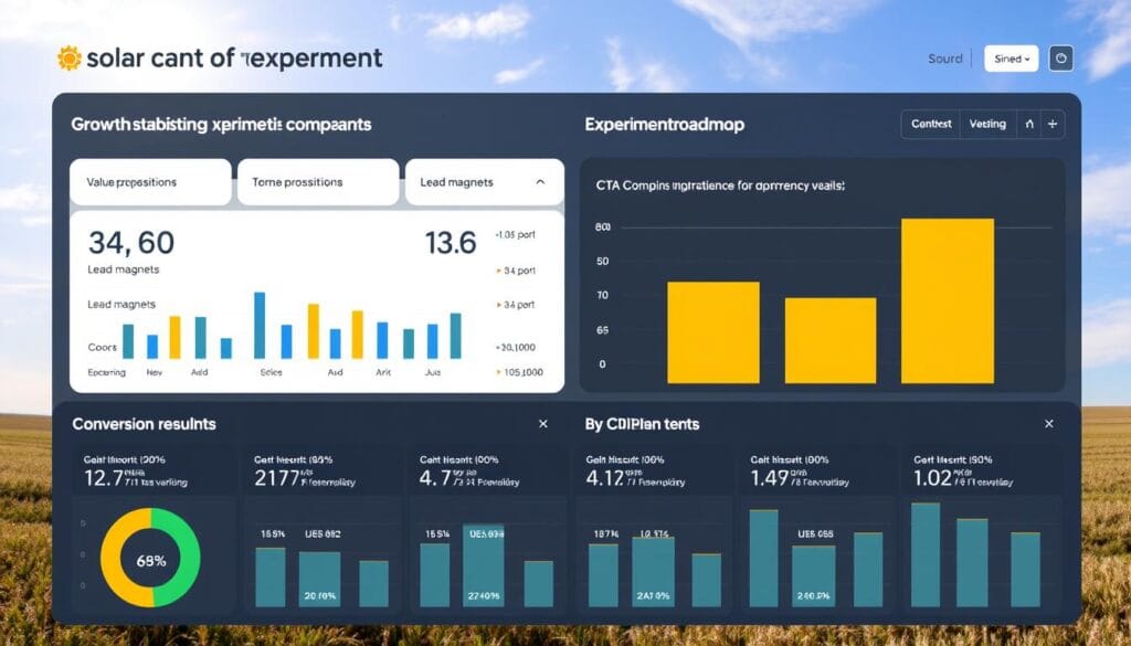Growth marketing experiment dashboard for solar companies
