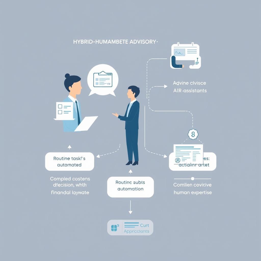 Hybrid advisory model showing integration of digital tools with human expertise
