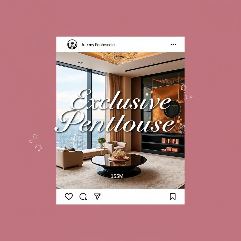 Instagram carousel ad mockup for $15M luxury penthouse Instagram carousel ad mockup for $15M luxury penthouse
