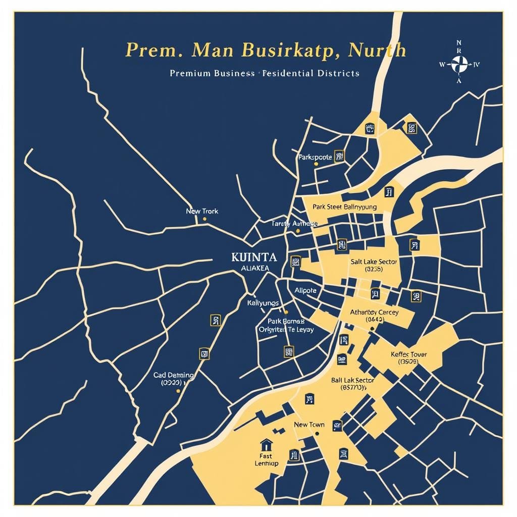 Map highlighting Kolkata's premium business districts for targeted digital marketing