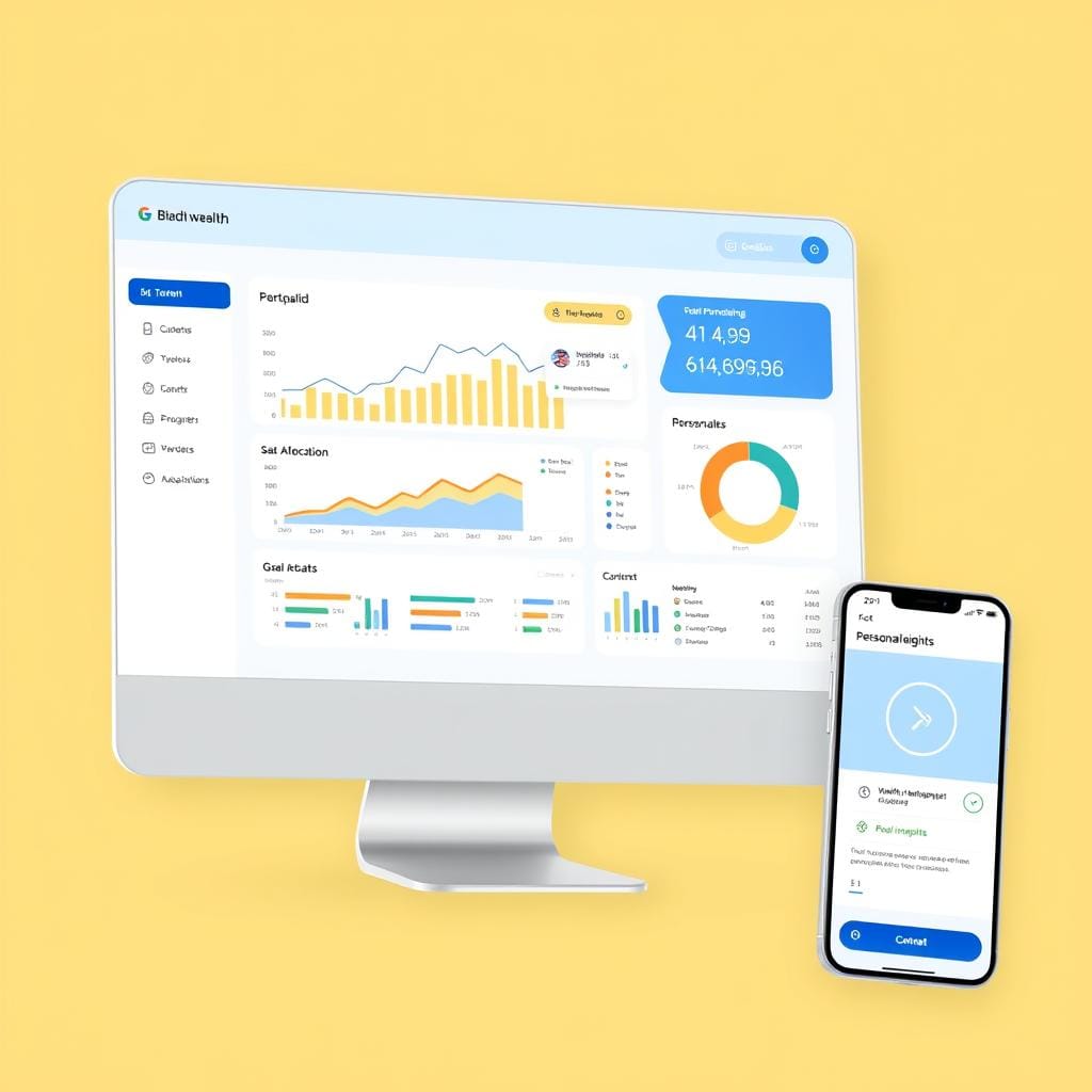 Personalized wealth management client portal showing portfolio performance and insights