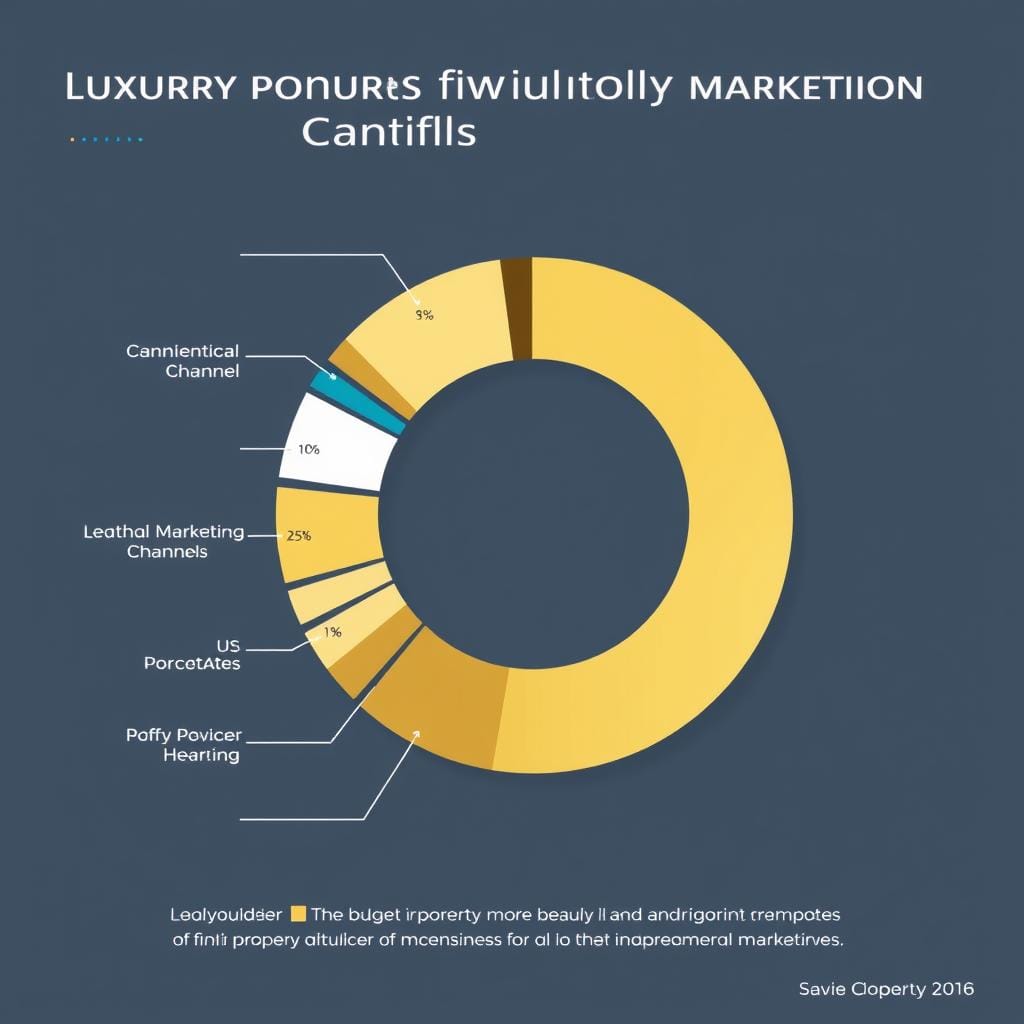 Pie chart showing budget allocation percentages for luxury property digital marketing Pie chart showing budget allocation percentages for luxury property digital marketing