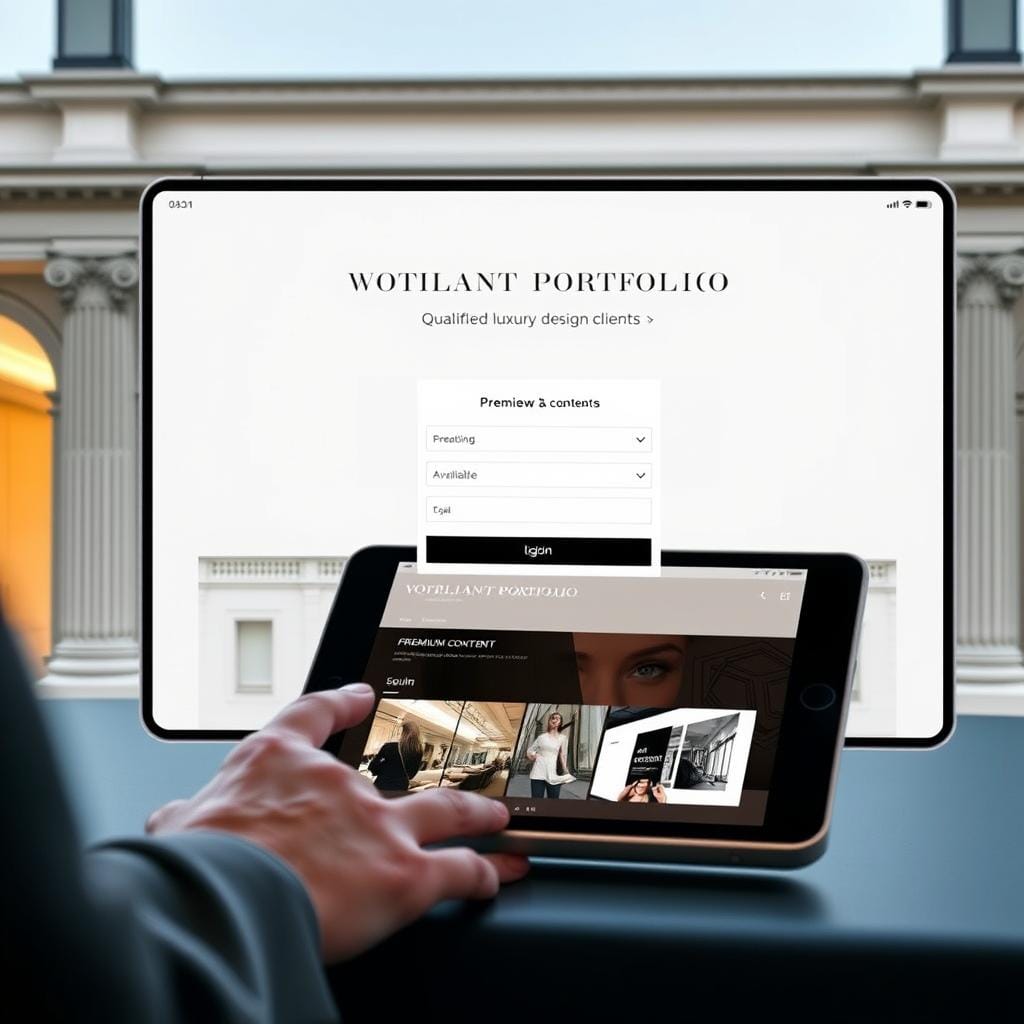 Private portfolio access portal for qualified luxury design clients Private portfolio access portal for qualified luxury design clients