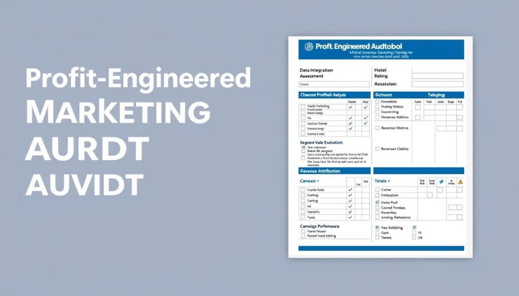 Profit-engineered marketing audit template for hotels and resorts showing assessment categories and scoring system Profit-engineered marketing audit template for hotels and resorts showing assessment categories and scoring system