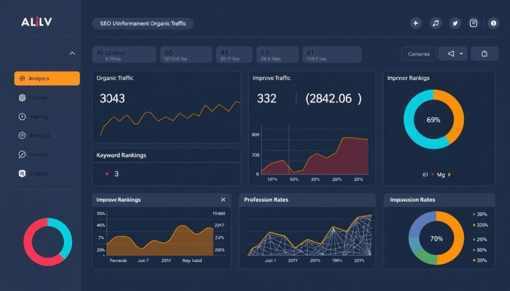 SEO performance dashboard for Alfa UV showing traffic and conversion improvements