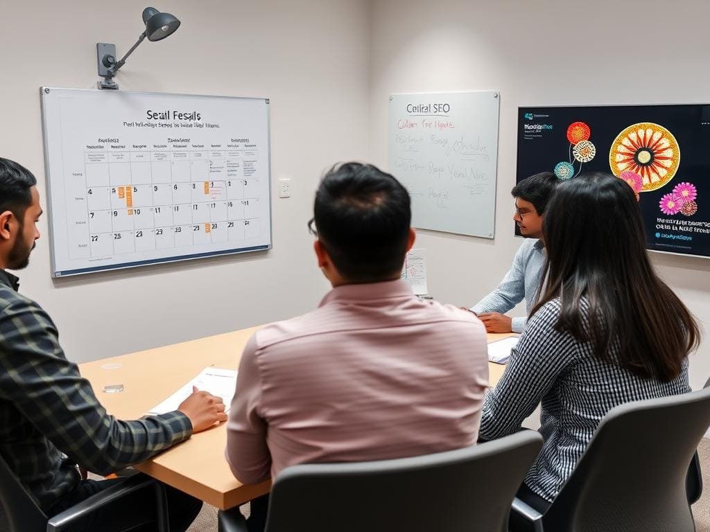 SEO specialists discussing local Kolkata cultural factors for campaign planning