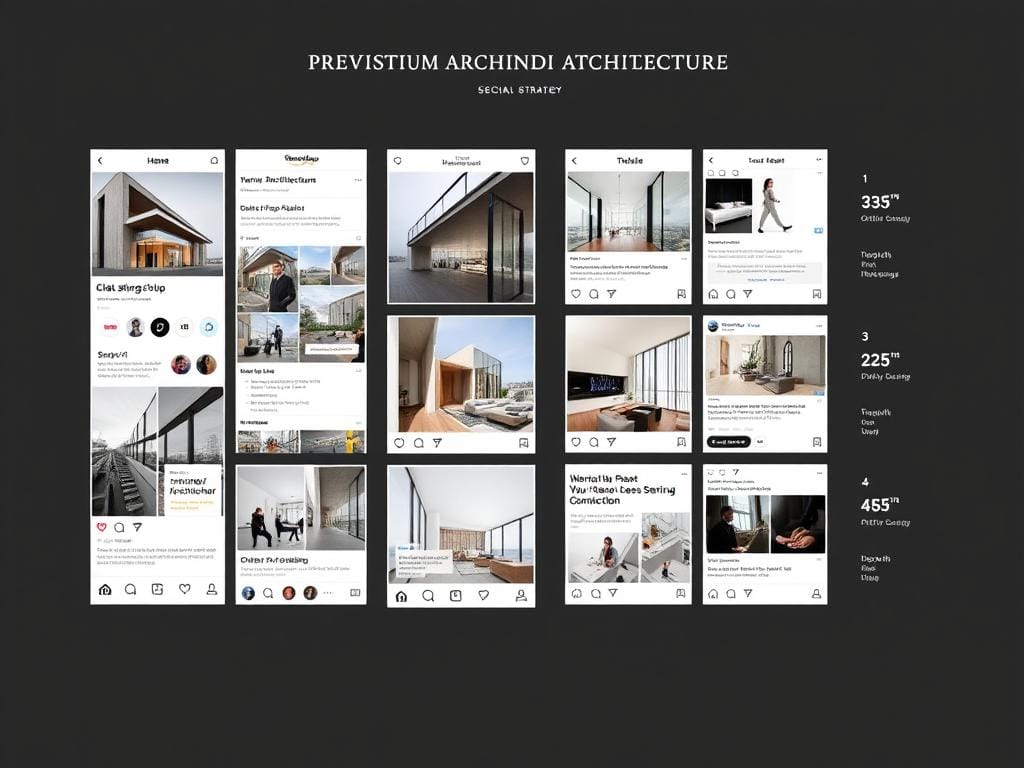 Social media strategy for premium architecture firm showing consistent brand storytelling Social media strategy for premium architecture firm showing consistent brand storytelling