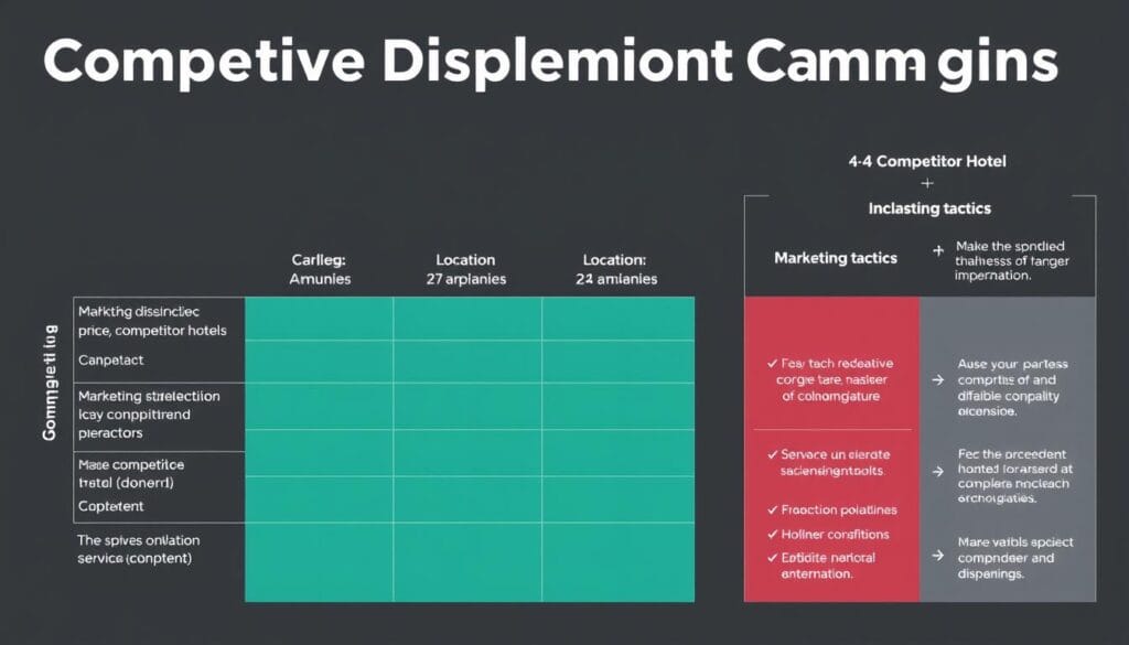 Strategy map for competitive displacement campaigns showing competitor analysis and targeted marketing tactics Strategy map for competitive displacement campaigns showing competitor analysis and targeted marketing tactics