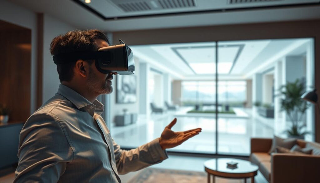 Virtual reality walkthrough of luxury architectural project showing immersive client experience Virtual reality walkthrough of luxury architectural project showing immersive client experience