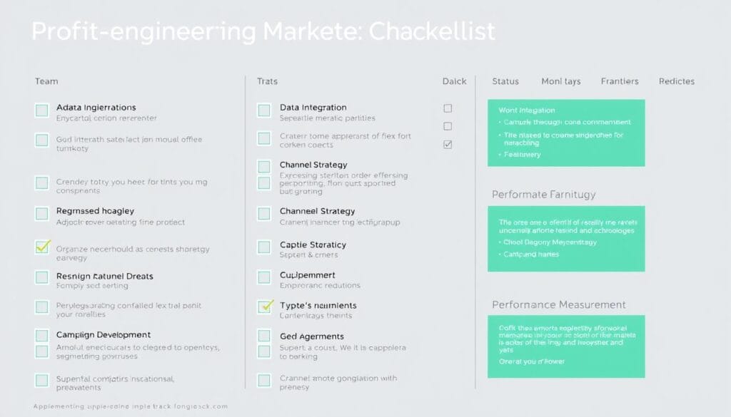 Visual checklist for profit-engineered marketing implementation showing key action items and their status Visual checklist for profit-engineered marketing implementation showing key action items and their status