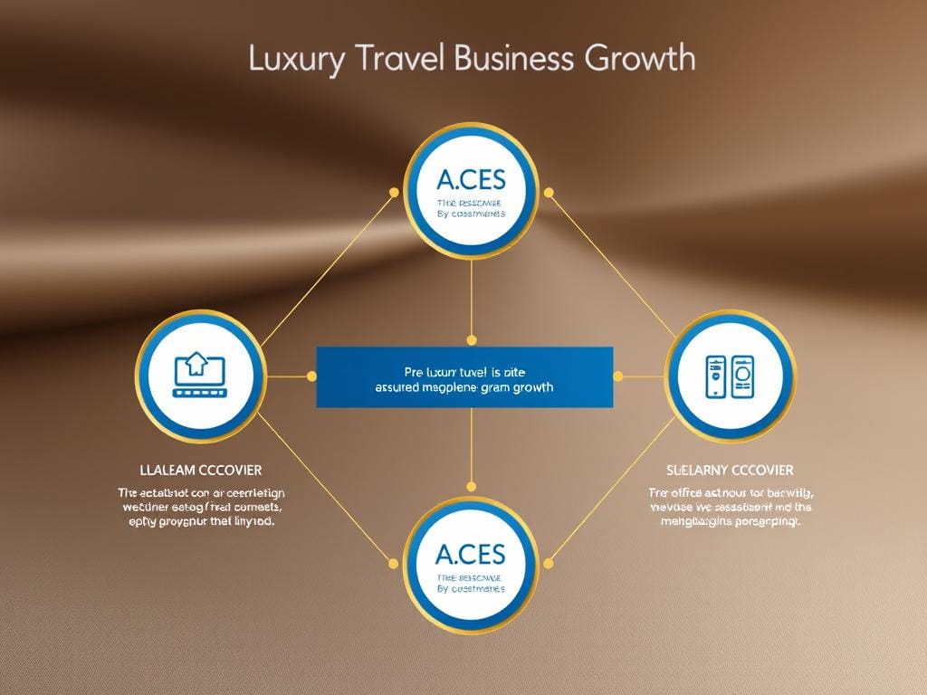 Visual representation of the A.C.E.S. Framework for high-ticket travel business growth Visual representation of the A.C.E.S. Framework for high-ticket travel business growth