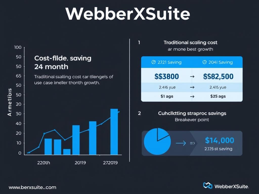 WebberXSuite™ ROI analysis showing cost savings and growth metrics over time WebberXSuite™ ROI analysis showing cost savings and growth metrics over time