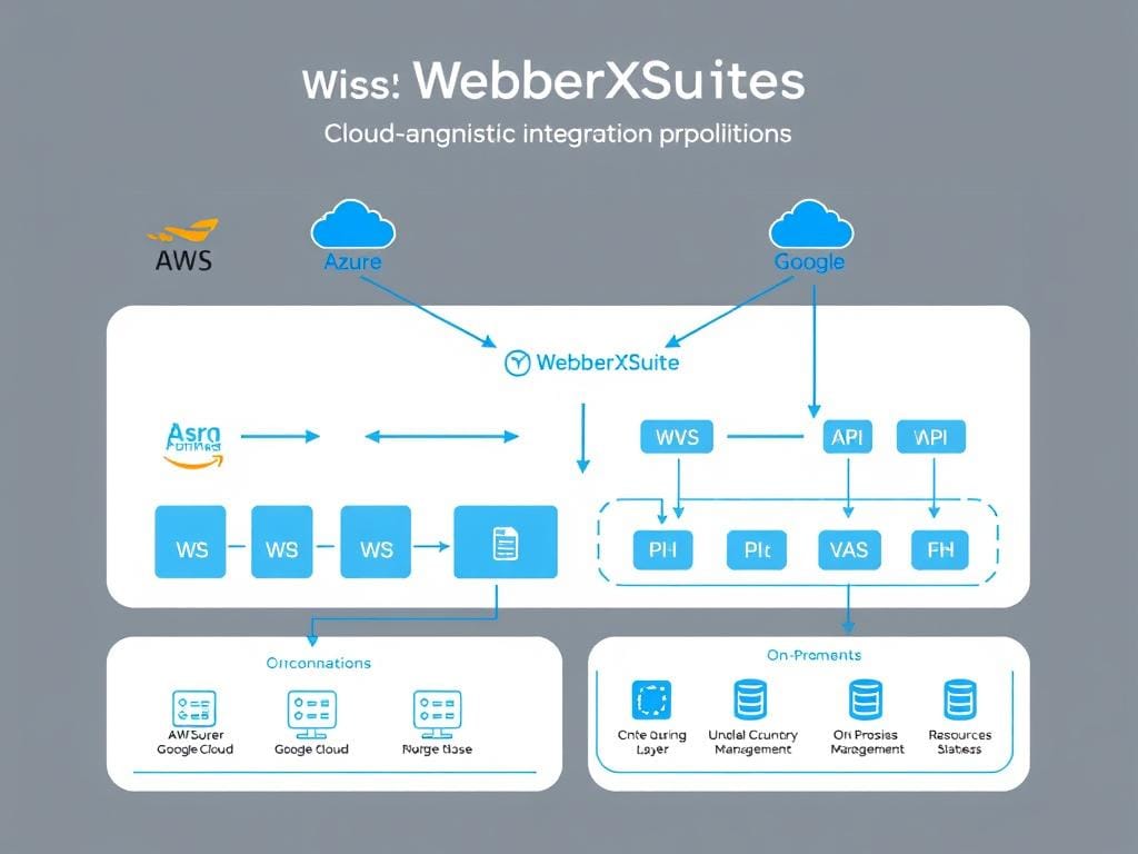 WebberXSuite™ cloud-agnostic integration architecture diagram WebberXSuite™ cloud-agnostic integration architecture diagram