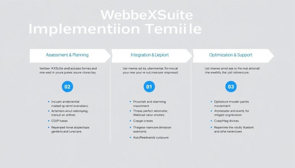 WebberXSuite™ implementation timeline showing key milestones and outcomes