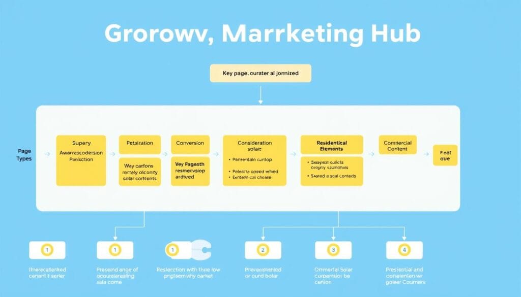 Website architecture diagram for a solar company's Growth Marketing Hub